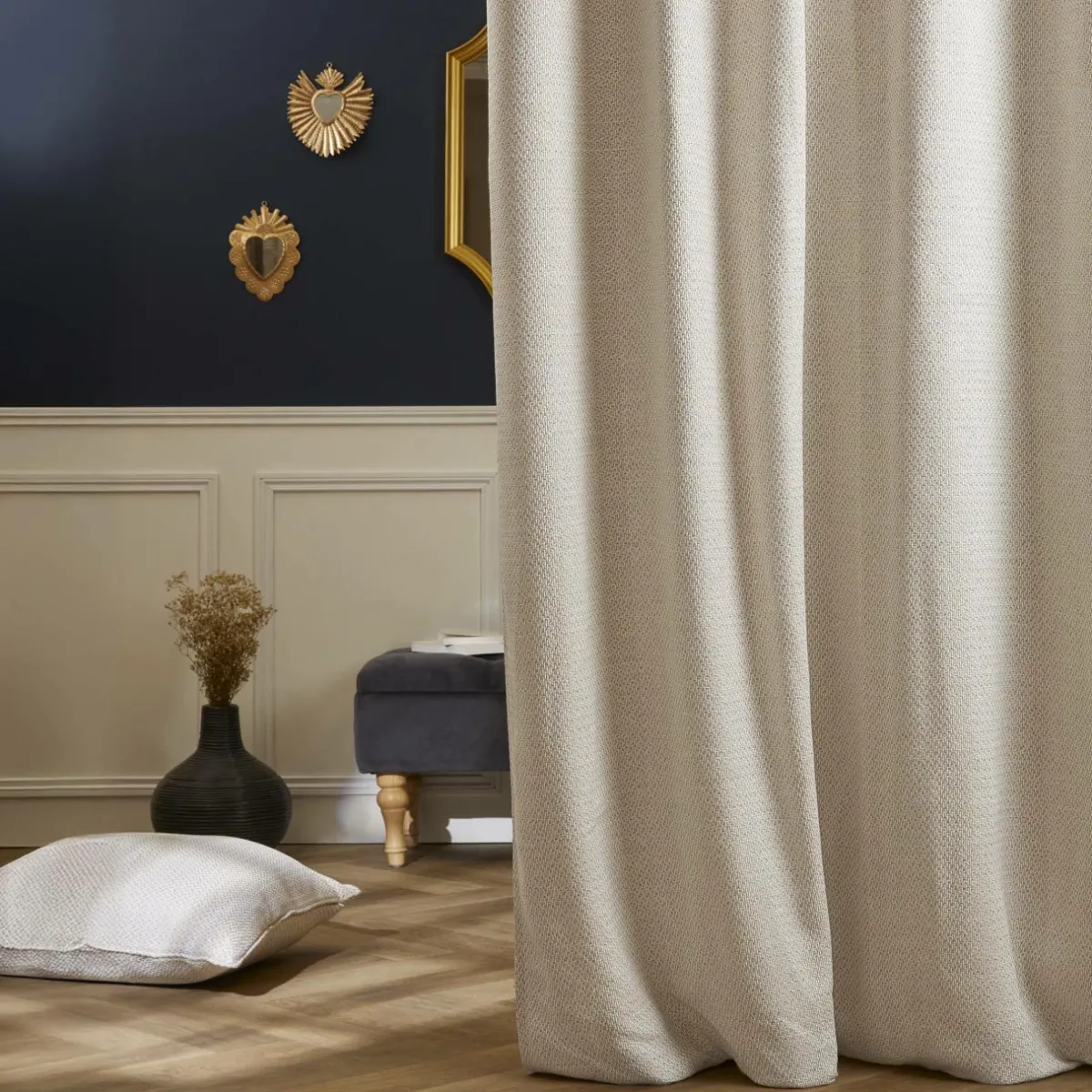 EMINZA Rideau effet chiné (140 x 240 cm) James sable Beige New