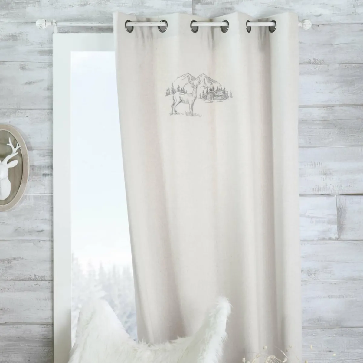 STOF Rideau effet laine (135 x 260 cm) Planay Ecru New