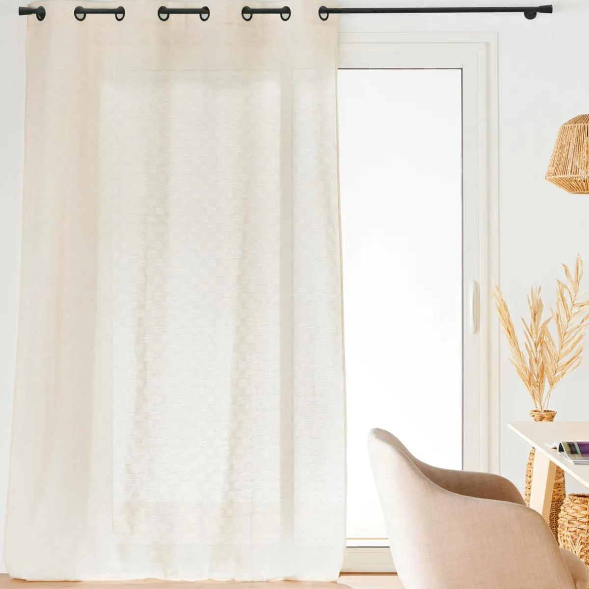 douceur d'intu017drieur Rideau effet lin tissé (140 x 260 cm) Logan Ecru New