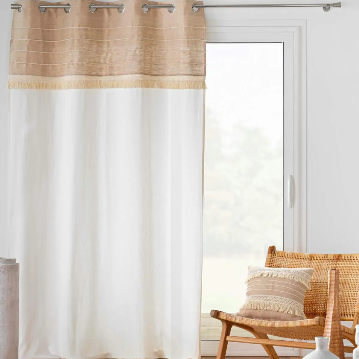douceur d'intu017drieur Rideau en coton et jute (140 x 240 cm) Cirrus Beige Online