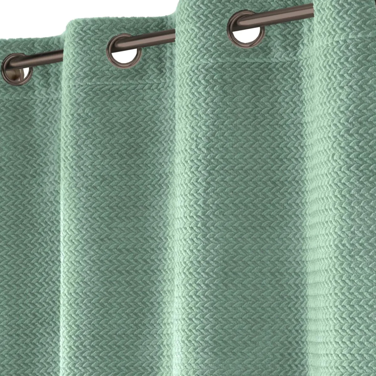 douceur d'intu017drieur Rideau flanelle relief (140 x 240 cm) Flanela Vert kaki New