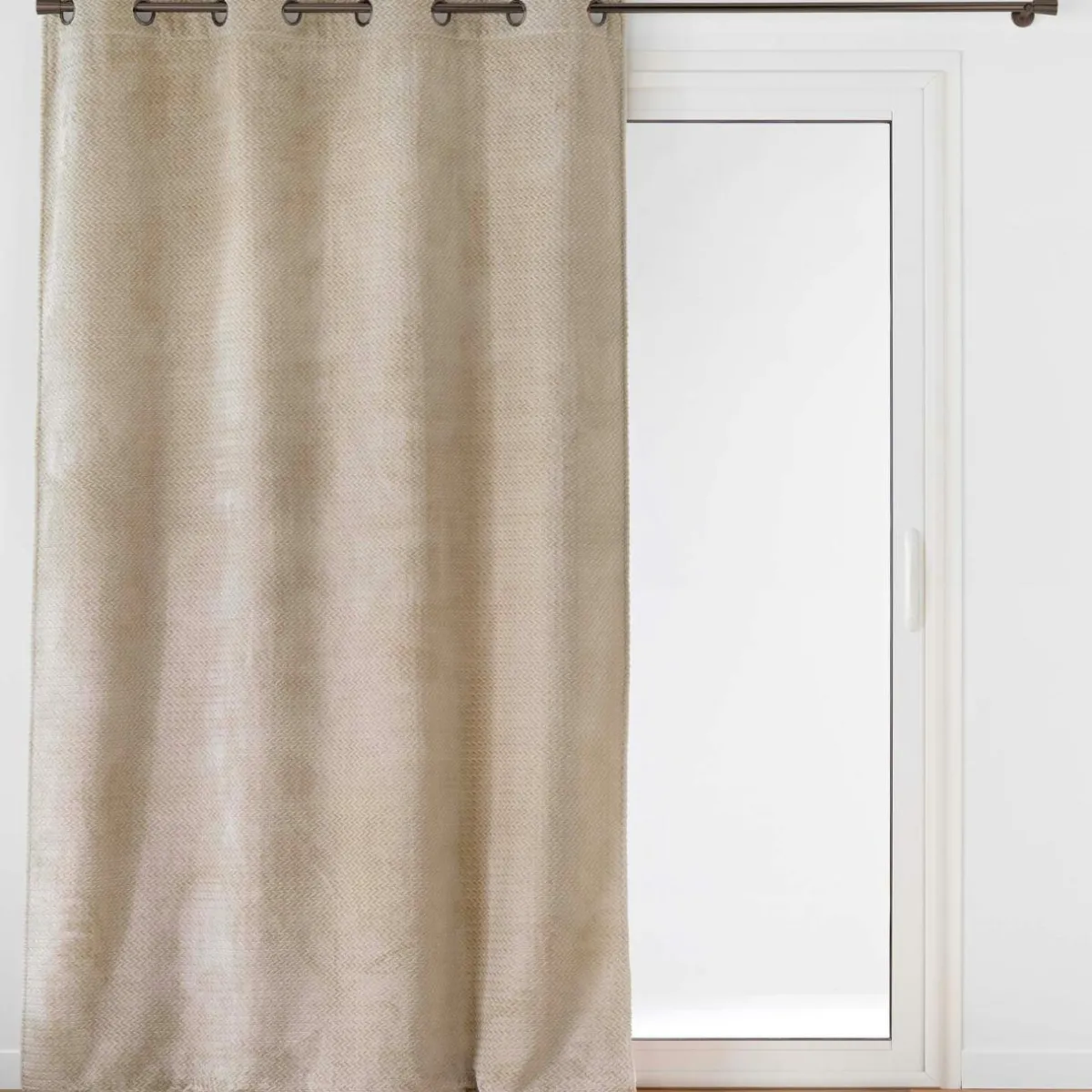 douceur d'intu017drieur Rideau flanelle relief (140 x 240 cm) Flanela Beige