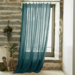 EMINZA Rideau gaze de coton ajustable (180 x max 300 cm) Gaïa Bleu canard Best