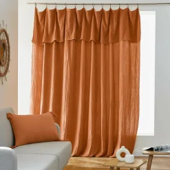 EMINZA Rideau gaze de coton ajustable (280 x max 300 cm) Gaïa Abricot Discount