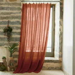 EMINZA Rideau gaze de coton ajustable (140 x max 300 cm) Gaïa Terracotta Sale