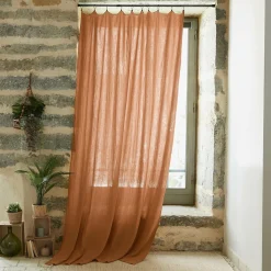 EMINZA Rideau gaze de coton ajustable (140 x max 300 cm) Gaïa Abricot New