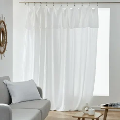 EMINZA Rideau gaze de coton ajustable (280 x max 300 cm) Gaïa chantilly Blanc Best