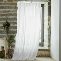 EMINZA Rideau gaze de coton ajustable (140 x max 300 cm) Gaïa chantilly Blanc Hot
