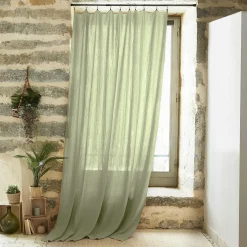 EMINZA Rideau gaze de coton ajustable (140 x max 300 cm) Gaïa Vert tilleul Best