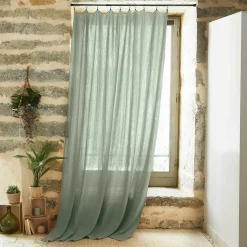 EMINZA Rideau gaze de coton ajustable (180 x max 300 cm) Gaïa Vert Eucalyptus Clearance