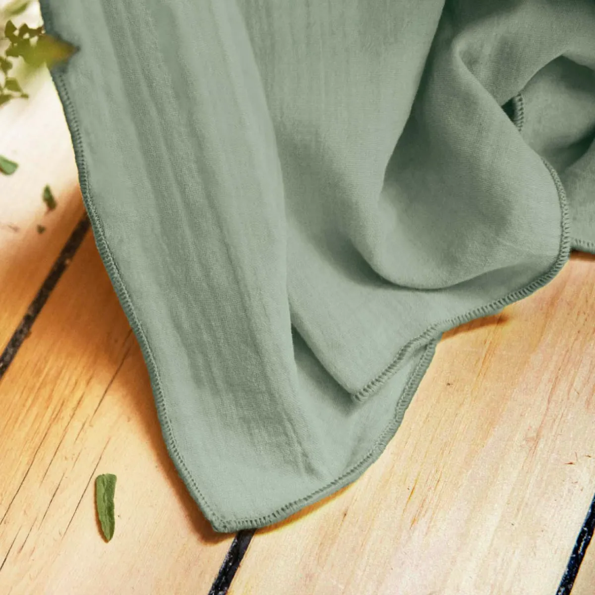 EMINZA Rideau gaze de coton ajustable (180 x max 300 cm) Gaïa Vert Eucalyptus Clearance