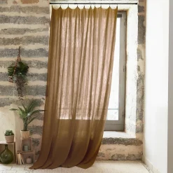 EMINZA Rideau gaze de coton ajustable (180 x max 300 cm) Gaïa Camel Outlet