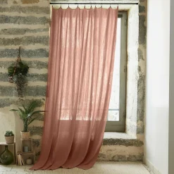 EMINZA Rideau gaze de coton ajustable (180 x max 300 cm) Gaïa Rose Pêche Best