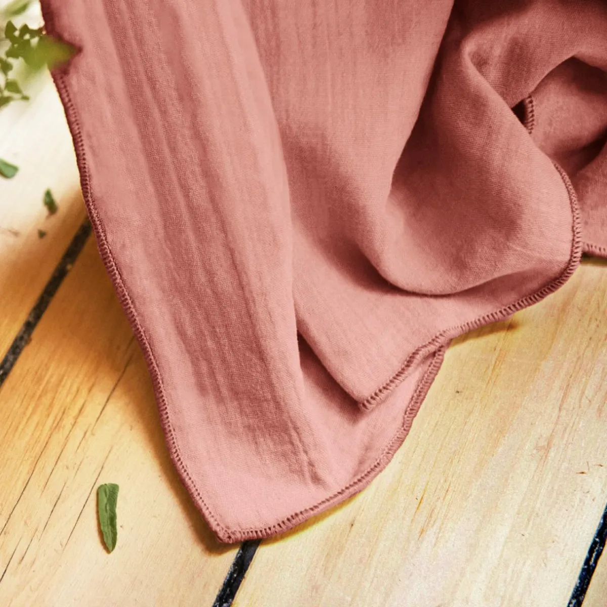 EMINZA Rideau gaze de coton ajustable (180 x max 300 cm) Gaïa Rose Pêche Best