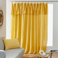 EMINZA Rideau gaze de coton ajustable (280 x max 300 cm) Gaïa Jaune safran New