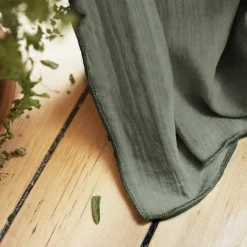 EMINZA Rideau gaze de coton ajustable (180 x max 300 cm) Gaïa Vert romarin Online