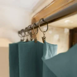 EMINZA Rideau gaze de coton ajustable (280 x max 300 cm) Gaïa Bleu canard Outlet
