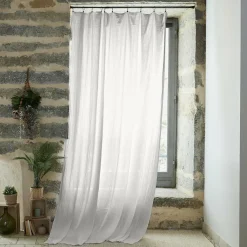 EMINZA Rideau gaze de coton ajustable (140 x max 300 cm) Gaïa Gris nuage Gris clair Clearance
