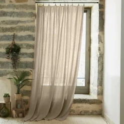 EMINZA Rideau gaze de coton ajustable (180 x max 300 cm) Gaïa Ficelle Discount