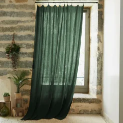 EMINZA Rideau gaze de coton ajustable (140 x 300 cm) Gaïa Vert sapin Sale