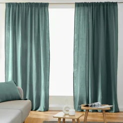EMINZA Rideau gaze de coton galon fronceur (140 x 240 cm) Gaïa Bleu canard Discount