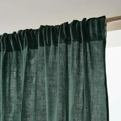 EMINZA Rideau gaze de coton galon fronceur (180 x 240 cm) Gaïa Vert sapin Sale