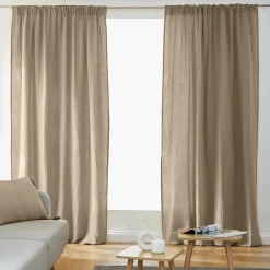 EMINZA Rideau gaze de coton galon fronceur (140 x 240 cm) Gaïa Ficelle Outlet