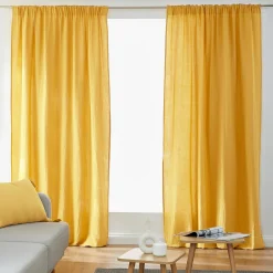 EMINZA Rideau gaze de coton galon fronceur (140 x 240 cm) Gaïa Jaune safran Discount