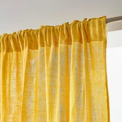 EMINZA Rideau gaze de coton galon fronceur (140 x 240 cm) Gaïa Jaune safran Discount
