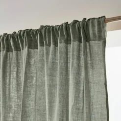 EMINZA Rideau gaze de coton galon fronceur (140 x 240 cm) Gaïa Vert romarin