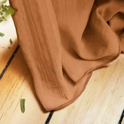 EMINZA Rideau gaze de coton galon fronceur (140 x 240 cm) Gaïa Abricot Hot