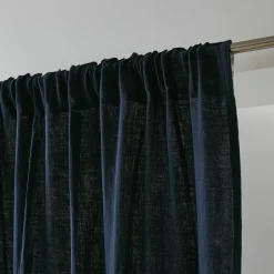 EMINZA Rideau gaze de coton galon fronceur (180 x 240 cm) Gaïa Bleu nuit Hot