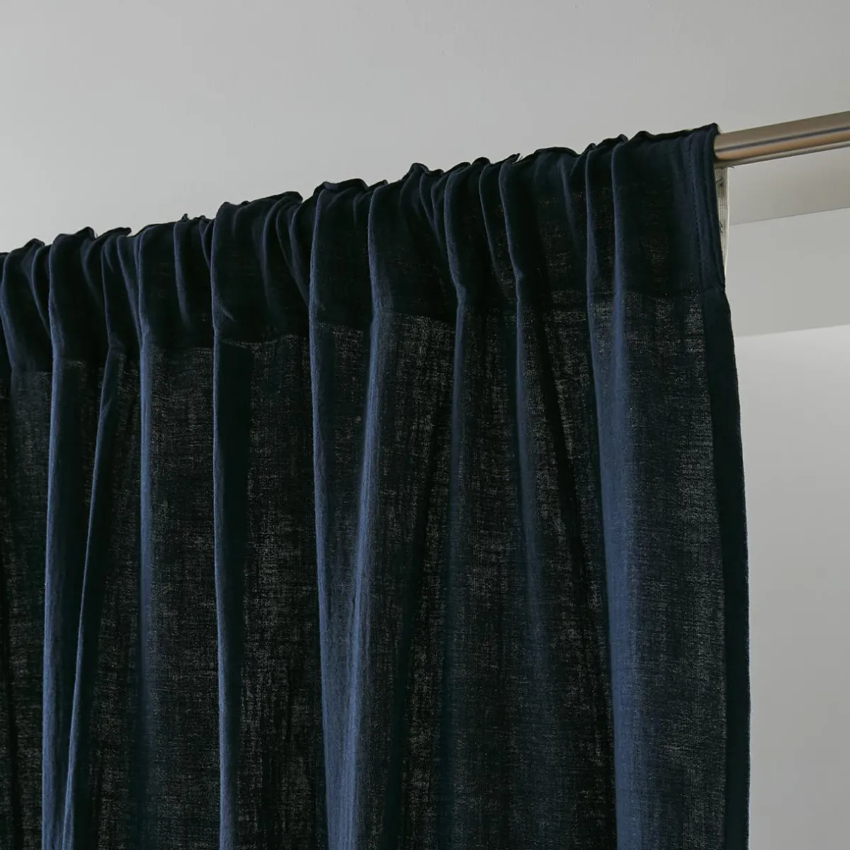 EMINZA Rideau gaze de coton galon fronceur (180 x 240 cm) Gaïa Bleu nuit Hot