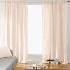 EMINZA Rideau gaze de coton galon fronceur (140 x 240 cm) Gaïa Rose poudré