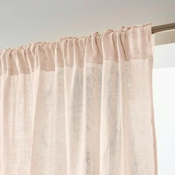 EMINZA Rideau gaze de coton galon fronceur (140 x 240 cm) Gaïa Rose poudré