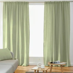 EMINZA Rideau gaze de coton galon fronceur (140 x 240 cm) Gaïa Vert tilleul Clearance