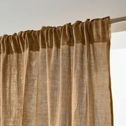 EMINZA Rideau gaze de coton galon fronceur (140 x 240 cm) Gaïa Camel Hot