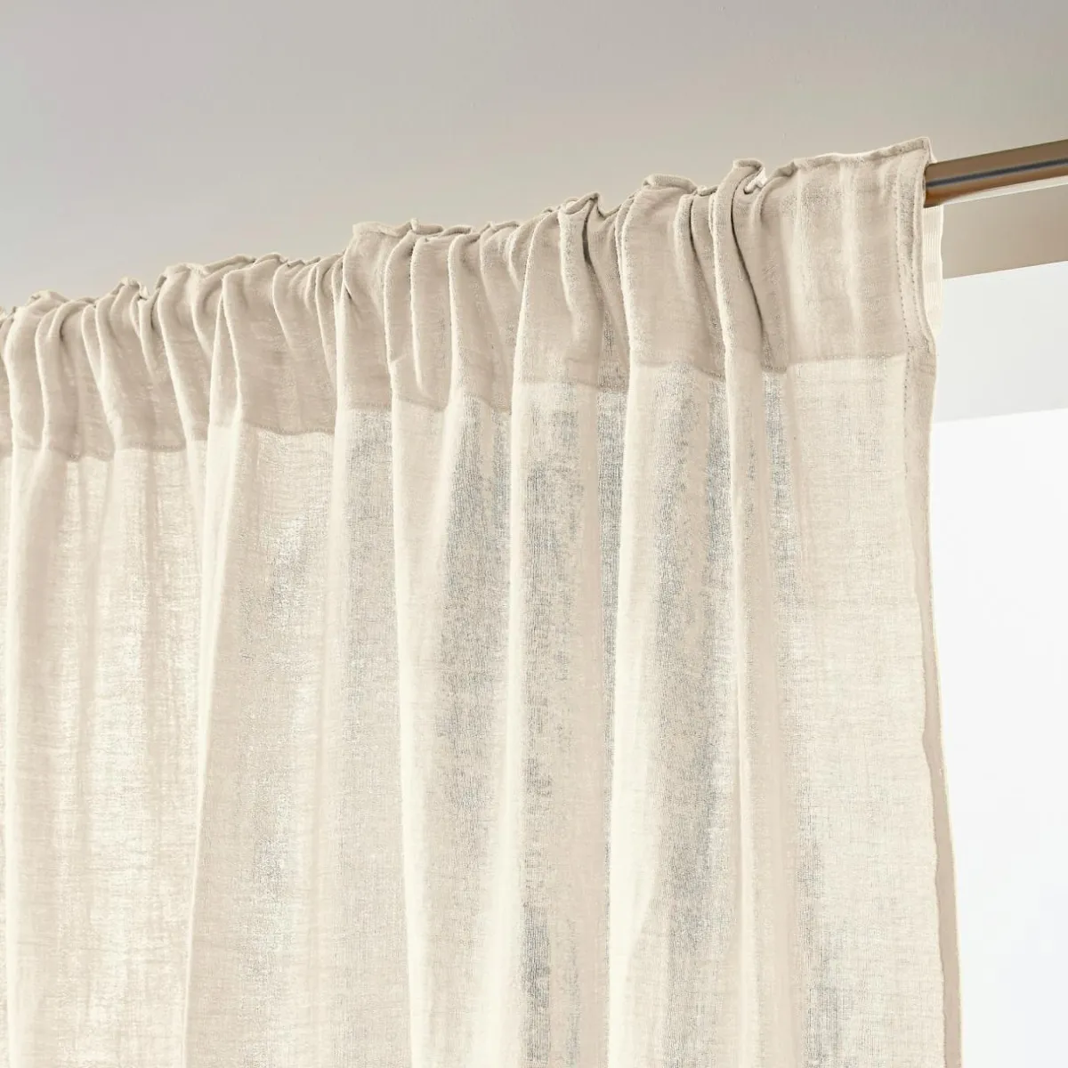 EMINZA Rideau gaze de coton galon fronceur (140 x 240 cm) Gaïa pampa Beige Sale