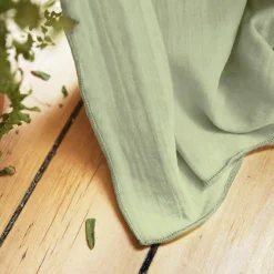 EMINZA Rideau gaze de coton galon fronceur (180 x 240 cm) Gaïa Vert tilleul
