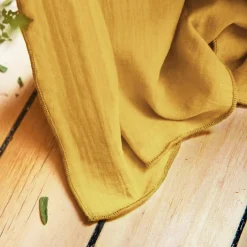 EMINZA Rideau gaze de coton galon fronceur (180 x 240 cm) Gaïa Jaune safran Outlet