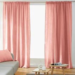 EMINZA Rideau gaze de coton galon fronceur (180 x 240 cm) Gaïa Rose Pêche Discount