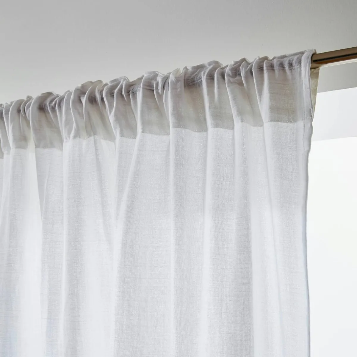 EMINZA Rideau gaze de coton galon fronceur (140 x 240 cm) Gaïa Gris nuage Gris clair Online