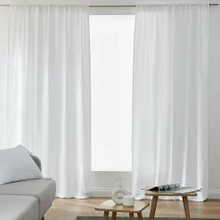 EMINZA Rideau gaze de coton galon fronceur (180 x 240 cm) Gaïa chantilly Blanc Outlet