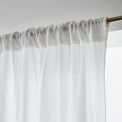 EMINZA Rideau gaze de coton galon fronceur (180 x 240 cm) Gaïa chantilly Blanc Outlet