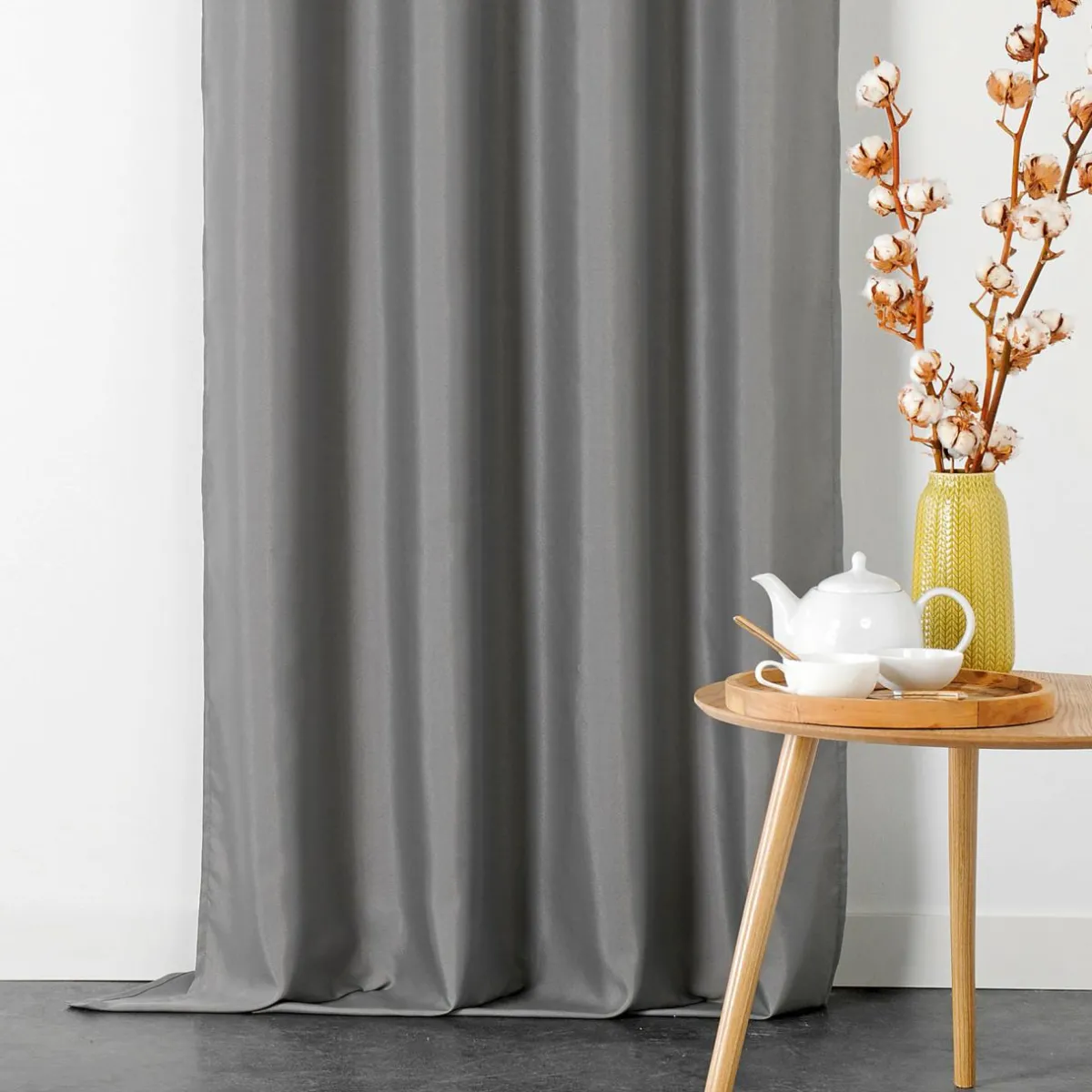 LINDER Rideau ignifugé (135 x 240 cm) Double Natte Gris Hot
