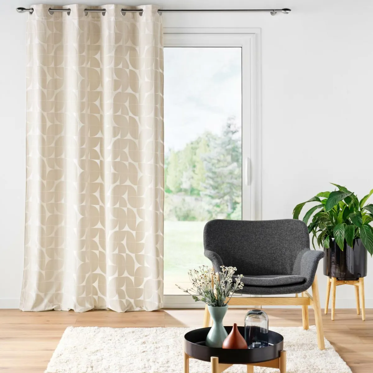 douceur d'intu017drieur Rideau œillets velours (135 x 260 cm) Geolia Beige