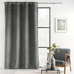 douceur d'intu017drieur Rideau œillets velours (140 x 260 cm) Verra Gris Anthracite Clearance