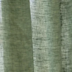 EMINZA Rideau lin lavé ajustable (140 x max 270 cm) Louise Vert romarin