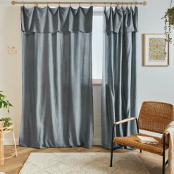 EMINZA Rideau lyocell Tencel™ ajustable (140 x max 270 cm) Olivia stone Bleu