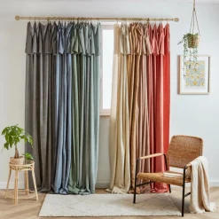 EMINZA Rideau lyocell Tencel™ ajustable (140 x max 270 cm) Olivia stone Bleu